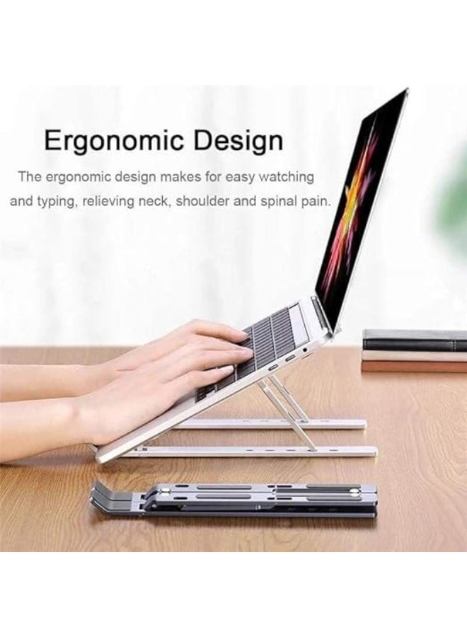 Laptop stand and holder – rust-resistant metal with anti-slip silicone – adjustable height – versatile - Image 4